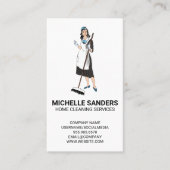 Home Cleaning Services | House Maid with Broom Visitekaartje (Voorkant)