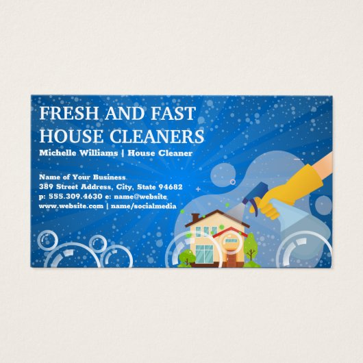 Home Cleaning Spray | Zeepbellen Visitekaartje (Voorkant)