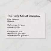 Home Closet remodelleren en organiseren Visitekaartje (Achterkant)