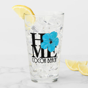 HOME Cocoa Beach Blue Hibiscus Glas