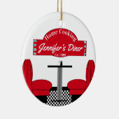 Home Coking Name Chef Diner Retro Square Keramisch Ornament (Rechts)