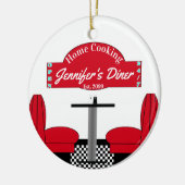 Home Coking Name Chef Diner Retro Square Keramisch Ornament (Links)