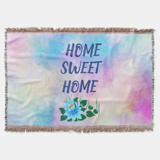 Home Colorful Waterverf Floral Text Deken (Voorkant)