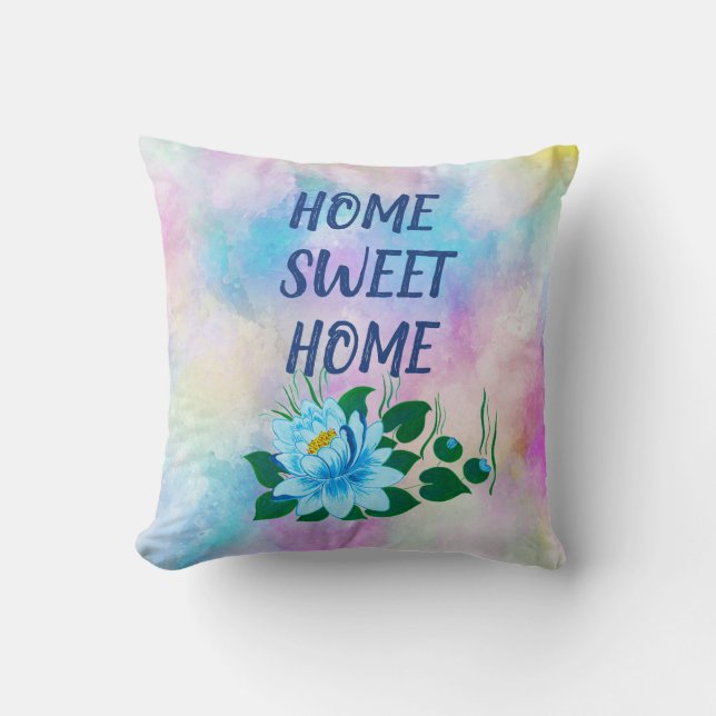 Home Colorful Waterverf Floral Text Kussen (Voorkant)