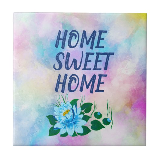 Home Colorful Waterverf Floral Text Tegeltje (Voorkant)
