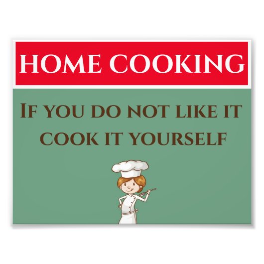 Home Cooking, Sign, add of geef tekst Poster uit (Voorkant)