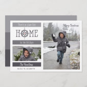 Home Coördinaten Grijs/Wit Foto Feestdagenkaart (Voorkant / Achterkant)