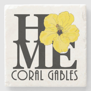 HOME Coral Gables Yellow Hibiscus Stenen Onderzetter