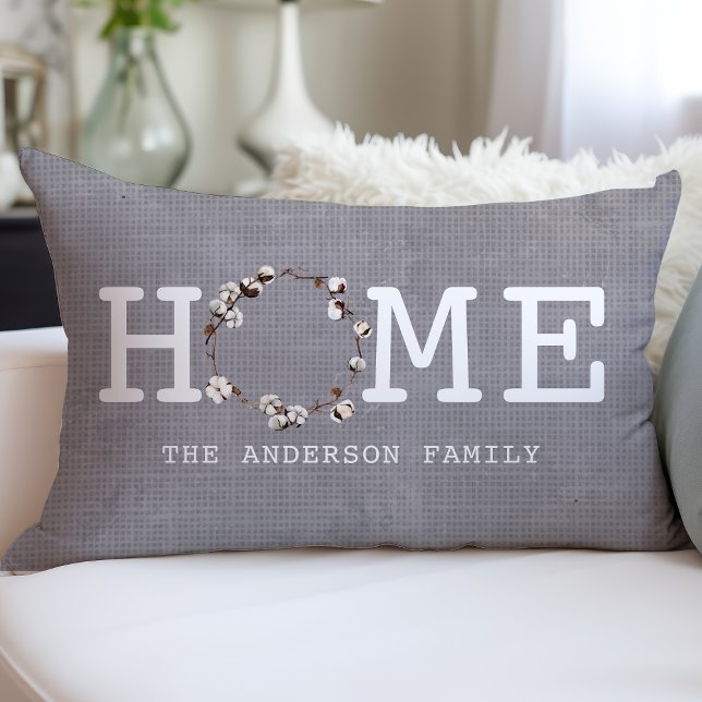 Home Cotton Wreath Farmhouse Rustic Personalized Kussen (Creator heeft geüpload)