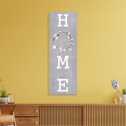Home Cotton Wreath Rustic Linen Farmhouse Canvas Afdruk (Insitu (Woonkamer))