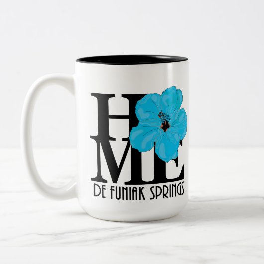 HOME De FuniakSprings 15oz Blue Hibiscus Tweekleurige Koffiemok (Links)