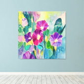 Home Decor Bloemen Waterverf Canvas Print (Insitu (Houten vloer))