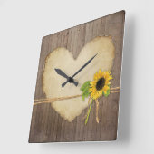 Home Decor Rustic Wood Fence Boards Heart Bridal Vierkante Klok (Hoek)