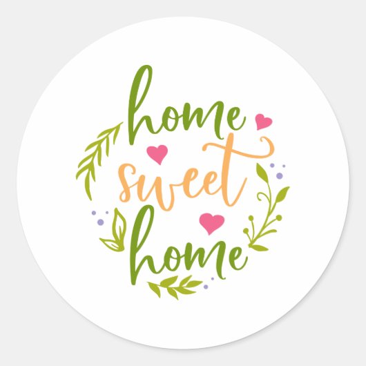 Home Design Home Sweet Home Home Ronde Sticker (Voorkant)