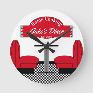 Home Diner Kitchen Restaurant Grill Man Cave Ronde Klok
