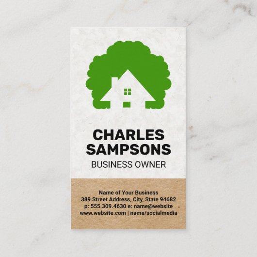 Home en Tree Logo | landschapsarchitectuur Visitekaartje (Achterkant)