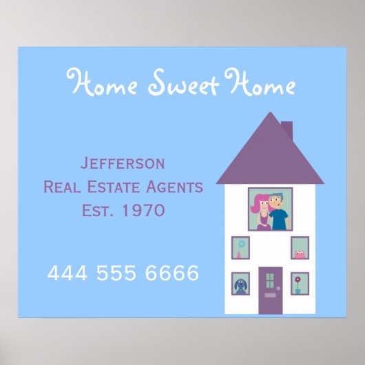 Home Estate Agent Home Sweet Home Adverteren Poster (Voorkant)