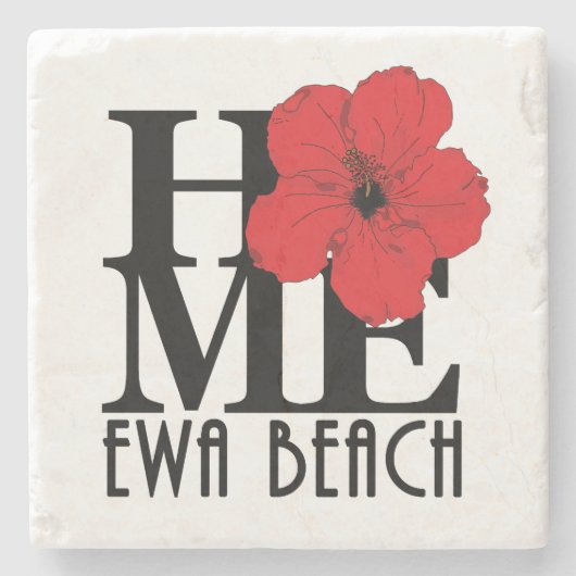 HOME Ewa Beach Red Hibiscus Stenen Onderzetter (Voorkant)