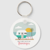 Home Flamingos Turquoise Camper Beach Sleutelhanger (Voorkant)