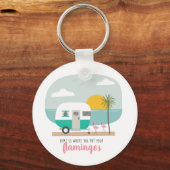 Home Flamingos Turquoise Camper Beach Sleutelhanger (Voorkant)