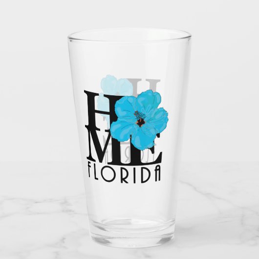 HOME Florida Blue Hibiscus Glas (Achterkant)