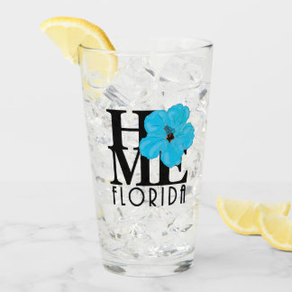 HOME Florida Blue Hibiscus Glas
