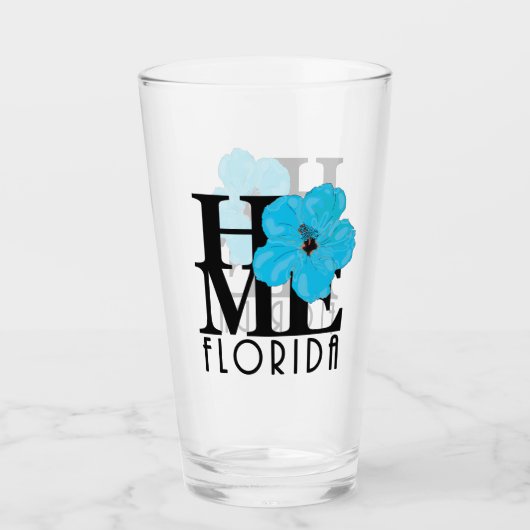 HOME Florida Blue Hibiscus Glas (Voorkant)