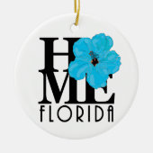 HOME Florida Blue Hibiscus Keramisch Ornament (Voorkant)