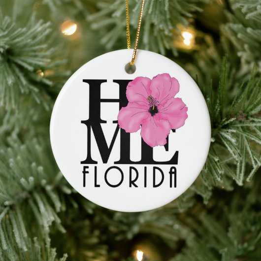 HOME Florida Pink Hibiscus Keramisch Ornament (Boom)