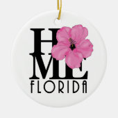 HOME Florida Pink Hibiscus Keramisch Ornament (Voorkant)