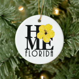 HOME Florida Yellow Hibiscus Keramisch Ornament