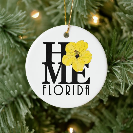 HOME Florida Yellow Hibiscus Keramisch Ornament (Boom)