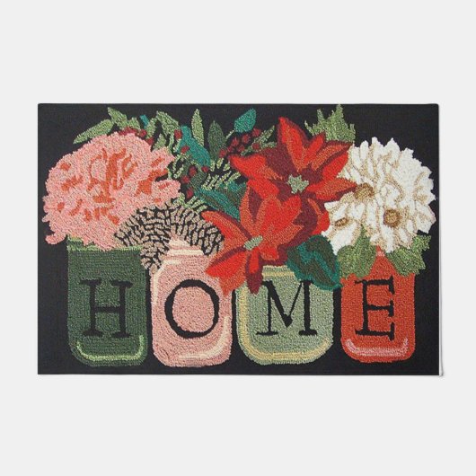  Home Flower Door Mat, Floral Welcome Mat (Voorkant)
