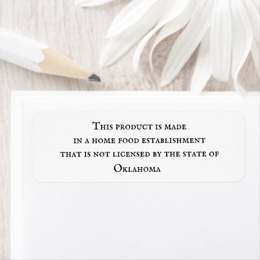 Home Food Kitchen State License Disclosure Label (Insitu)