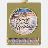 'Home for the Holidays' Banner Ornament Verguld Banner Ornament (Voorkant)