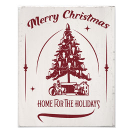 Home For the Holidays Vintage Design Foto Afdruk