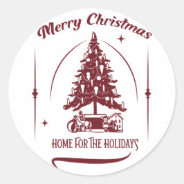 Home For the Holidays Vintage Design Ronde Sticker