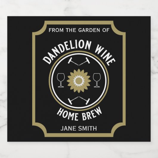 Home Gebrouwen Paardenbloem Wijn Custom Sparkling Wijnetiket (Enkel label)