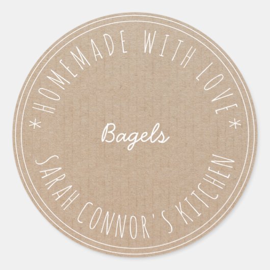 Home gemaakt met liefde Bagels Kraft Baking Ronde Sticker (Voorkant)