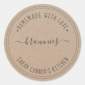 Home gemaakt met liefde brownies Kraft Baking Kraf Ronde Sticker (Voorkant)