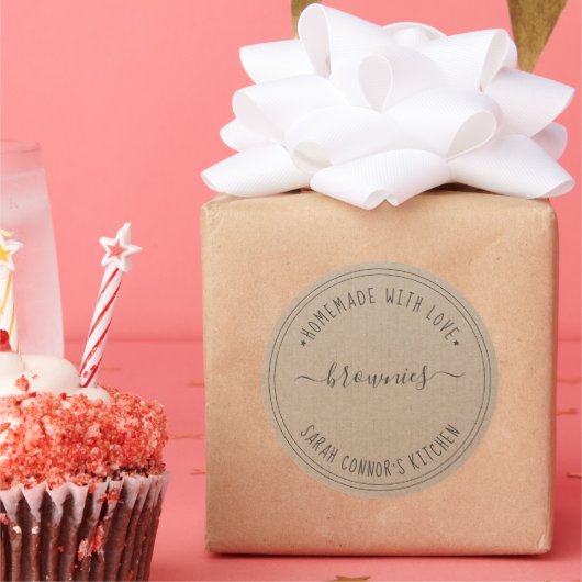Home gemaakt met liefde brownies Kraft Baking Kraf Ronde Sticker (Feest)