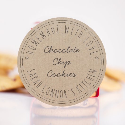 Home gemaakt met liefde Chocolade Chip Cookies Kra Ronde Sticker