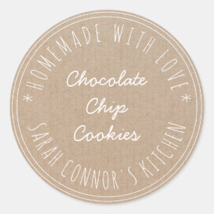 Home gemaakt met liefde Chocolade Chip Cookies Kra Ronde Sticker