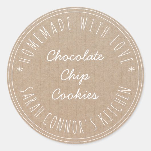 Home gemaakt met liefde Chocolade Chip Cookies Kra Ronde Sticker (Voorkant)