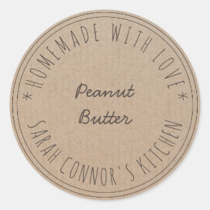 Home gemaakt met liefde Pindakaas Kraft Baking Ronde Sticker