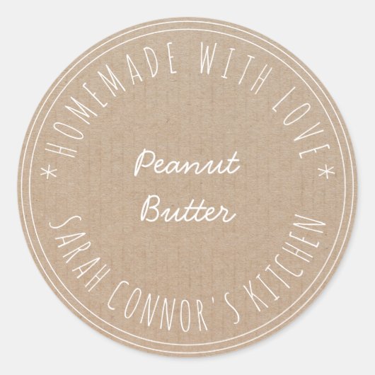Home gemaakt met liefde Pindakaas Kraft Baking Ronde Sticker (Voorkant)