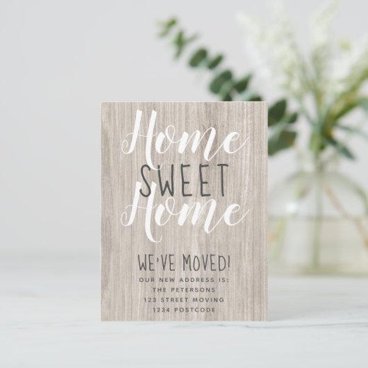 home gezoet home rustic - houtscript nieuw bewegen aankondigingskaart (Staand voorkant)