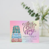 Home, gezoet startpunt, koffers, holografisch nieu aankondigingskaart (Staand voorkant)