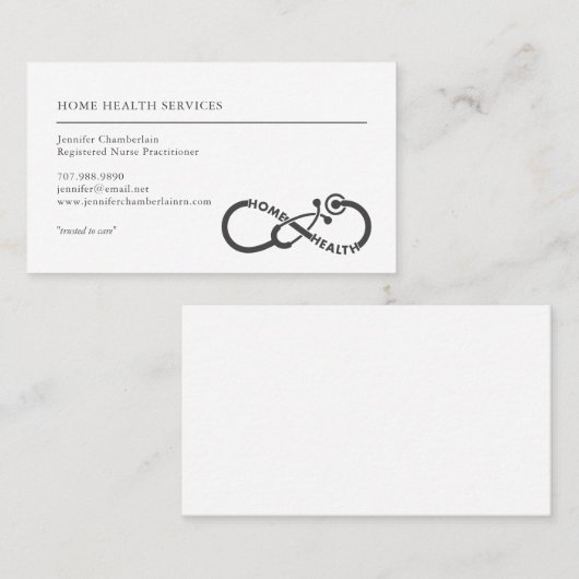 Home Gezondheid Verpleegkundige diensten Stethosco Visitekaartje (Voorkant / Achterkant)