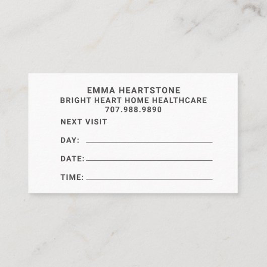 Home Gezondheidszorg Verpleegkundige Afspraakkaart Afsprakenkaartje (Achterkant)